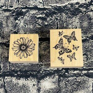 PSX F-1376 E-2564 BUTTERFLIES Wood Mounted Rubber Stamp